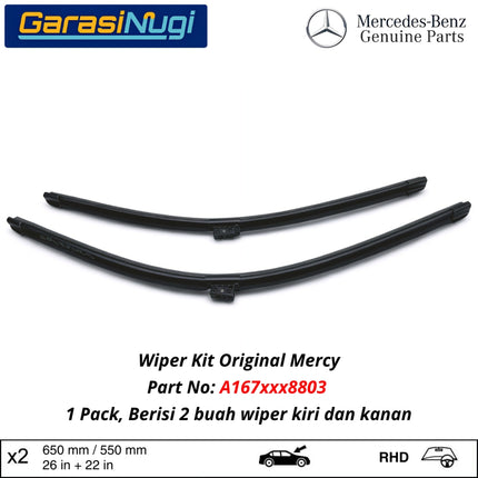 Mercedes W167 X167 Wiper Frameless Kit Original Kaca Depan Front Window GLE GLS