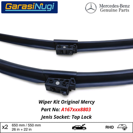 Mercedes W167 X167 Wiper Frameless Kit Original Kaca Depan Front Window GLE GLS