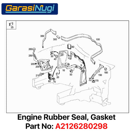Gasket Rubber Engine Mercy W212 W218 Seal Karet Kap Mesin A2126280298 E200