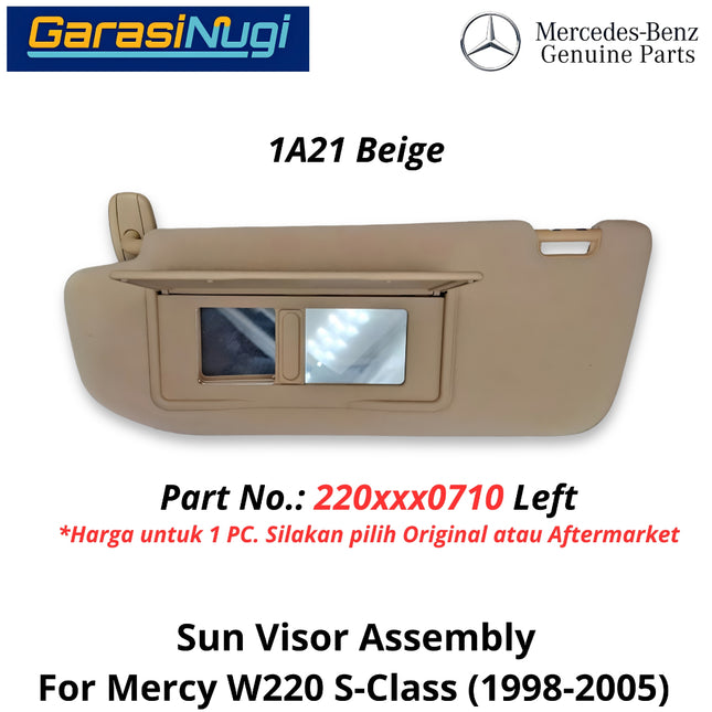 Sun Visor Mercy W220 Assembly Cermin Mirror Sunvisor Cover Kaca Pelindung Matahari Mercedes S280 S320