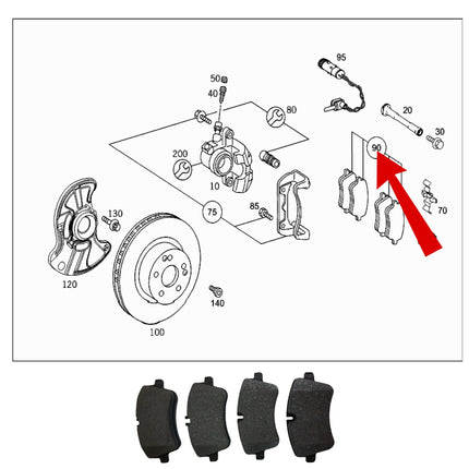 Front Brake Pads Mercedes W203 W211 R171 Kampas Rem Depan Original A0034206020