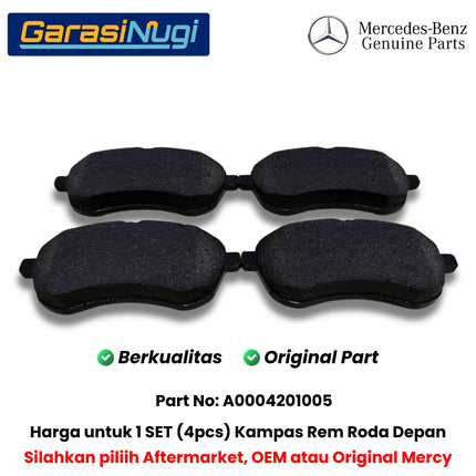 Front Brake Pads Mercedes W204 W212 R172 Kampas Rem Depan Original A0004201005