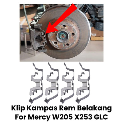 Klip Kampas Rem Belakang Mercedes W205 X253 Brake Pad Clip C200 GLC