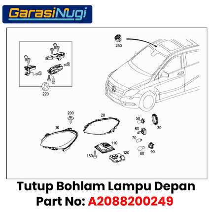 Tutup Bohlam Lampu Depan Mercy W210 W201 W211Headlight Bulb Cap Cover E240