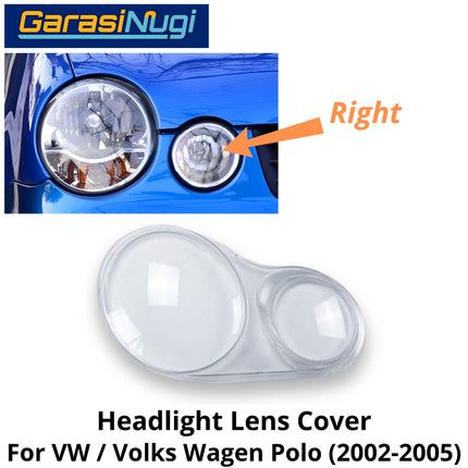 Mika Headlight VW Polo Lens Kaca Cover Lampu Depan Volks Wegan 2002-2005