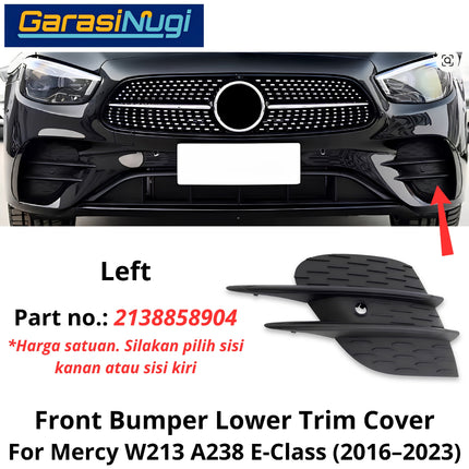 Fog Trim Mercy W213 A238 Facelift Lower Bumper Cover Lampu Kabut Grill Mercedes E350 E43 E53 21-23