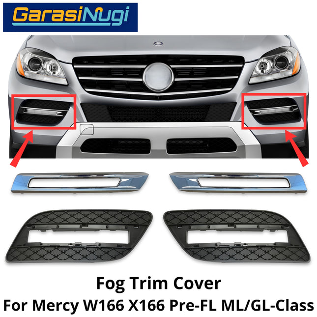 Fog Trim For Mercy W166 X166 Pre-Facelift Cover Chrome Lampu Kabut Grill Mercedes ML GL