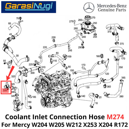 Coolant Inlet Mercy W204 W212 X253 X204 R172 Connector Hose Konektor Saluran Masuk Pendingin C200 E200 GLC GLK SLK