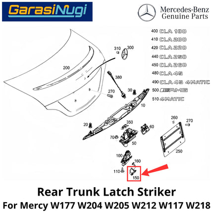Trunk Latch Mercy W204 W205 W212 W117 Lock Striker Bracket Pengunci Kait Bagasi Belakang Mercedes C200 E200 CLA