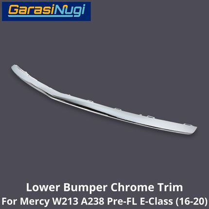 Chrome Lip Mercy W213 A238 Pre-Facelift Spoiler Trim Bumper Depan Molding E200 2016-2020