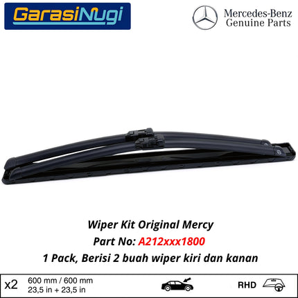 Mercedes W212 W204 W207 W218 Wiper Frameless Kit Original Kaca Depan Front Window E250 C250