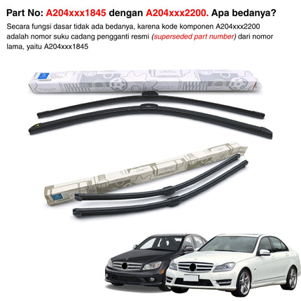 Mercedes W204 Wiper Frameless Kit Original Kaca Depan Front Window C180 C200