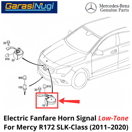 Electric Horn Signal Mercy R172 Fanfare High and Low Note Terompet Klakson Mercedes SLK 2011-2020