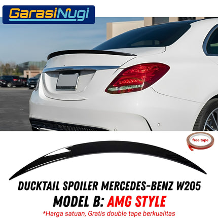 Ducktail Spoiler For Mercedes W205 Trunk Tail Wing Black Gloss C200 C300 2014–2021