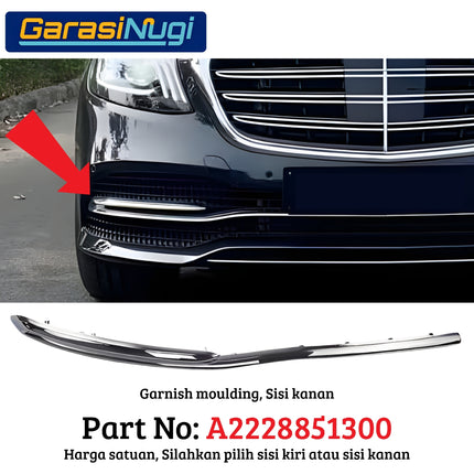 Chrome Stripe W222 Facelift Garnish Moulding Bemper Depan Belakang S450