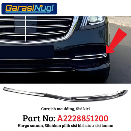 Chrome Stripe W222 Facelift Garnish Moulding Bemper Depan Belakang S450