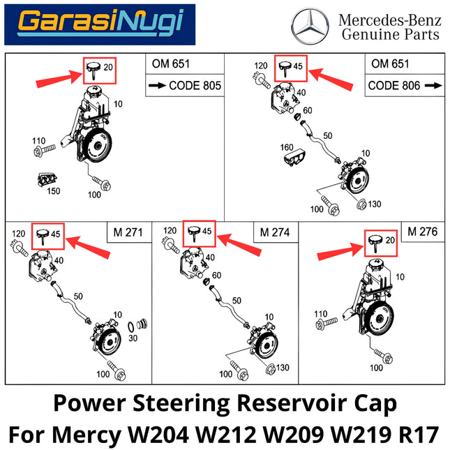 Power Steering Mercy W204 W212 R172  Reservoir Cap Tutup Tanki Ekspansi C200 E200 SLK
