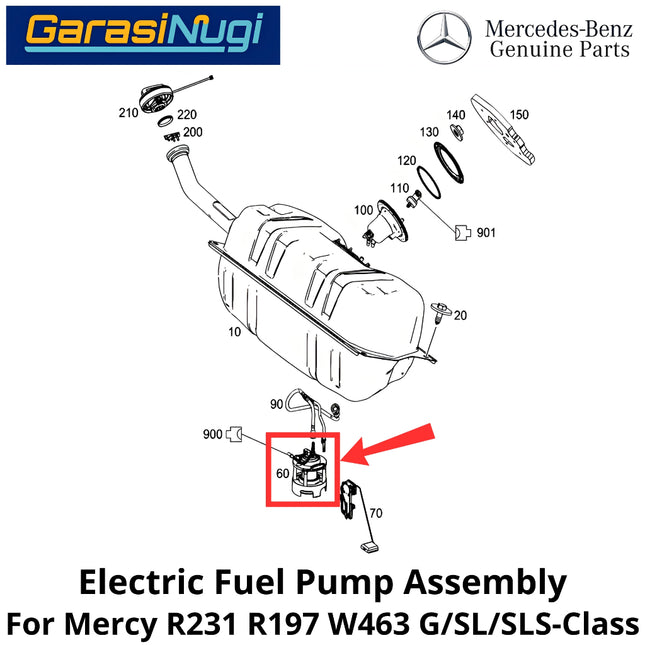 Fuel Pump Mercedes R231 R197 W463 Pompa Tanki Bensin Mercy Original G500 SL SLS