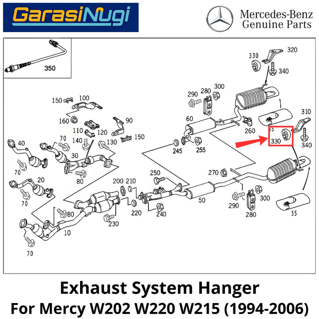 Exhaust System Hanger Mercy W202 W220 W215 Bantalan Dudukan Knalpot Mercedes C200 CL
