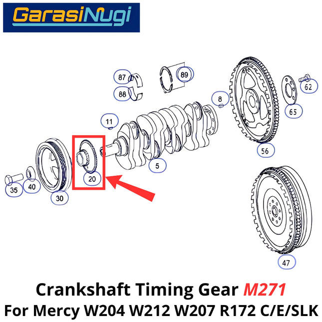 Crankshaft Mercy W204 W212 W207 R172 Timing Gear Roda Gigi Pengatur Poros Engkol Engine M271 C200 E200 SLK