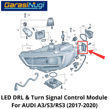 DRL LED Audi A3 S3 RS3 Control Module Modul Lampu Sein 2017-2020