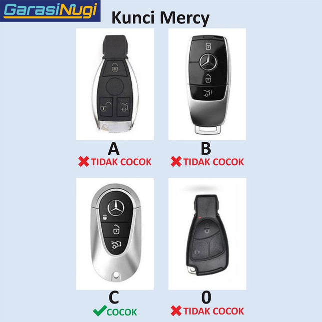 Key Case For Mercedes W167 Sarung Kunci Kulit Aluminium Leather Short Keychain
