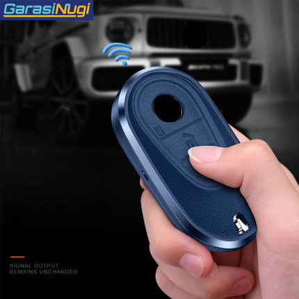 Key Case For Mercedes W167 Sarung Kunci Kulit Aluminium Leather Short Keychain