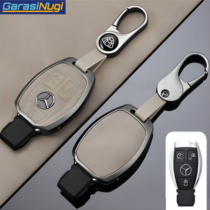 Key Case For Mercedes W212 Sarung Kunci Kulit Metal Gun Leather Short Keychain