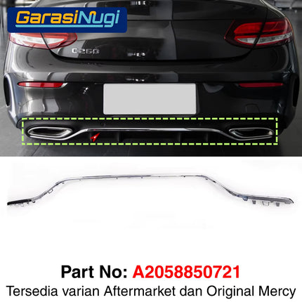 Rear Chrome For Mercy W205 Pre-Facelift Garnish Moulding Bemper Belakang C250 C300
