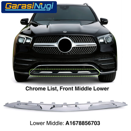 Front Lower Bumper Mercy W167 List Chrome Penutup Molding Bemper Depan Trim GLE