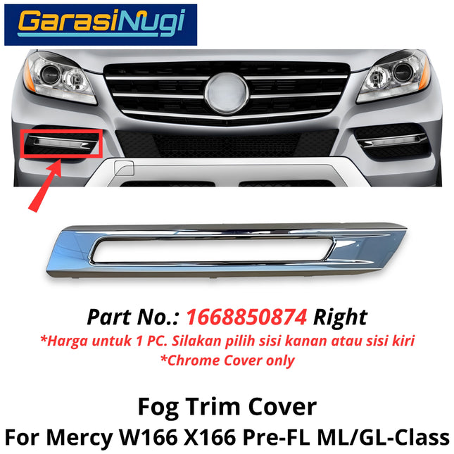 Fog Trim For Mercy W166 X166 Pre-Facelift Cover Chrome Lampu Kabut Grill Mercedes ML GL