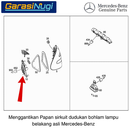Papan Sirkuit Lampu Belakang Mercy W211 Circuit Board Tail Light Original E-Class
