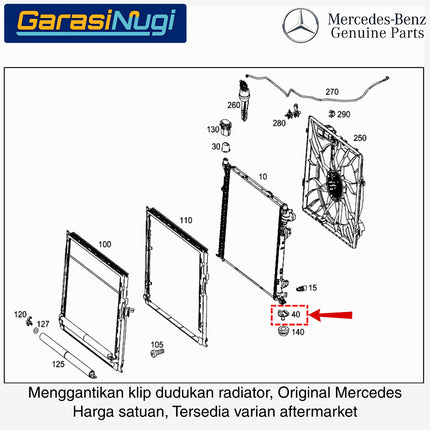 Klip Dudukan Radiator Mercy W251 W164 W166 Condenser Mounting Bushing R350 GLE GLS