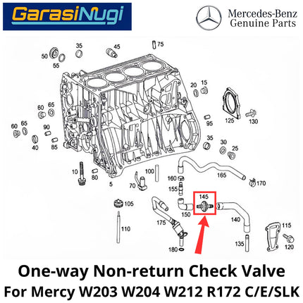 Crankcase Breather Mercy W203 W212 R172 One-Way Check Valve Hose Selang Katup Rem Satu Arah C200 E200 SLK
