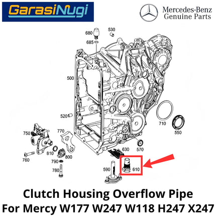 Clutch Housing Mercy W177 W247 W118 Overflow Pipe Pipa Luapan Rumah Kopling Mercedes A200 B200 CLA