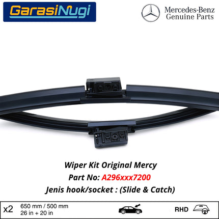 Mercedes X294 X296 Wiper Frameless Kit Original Kaca Depan Front Window EQE EQS 350