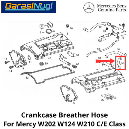 Crankcase Breather Mercy W202 W124 W210 Hose Selang Ventilasi Bak Engkol M111 Mercedes C180 E230