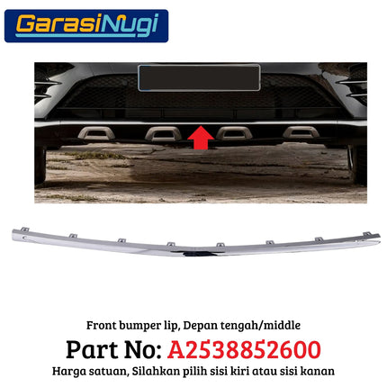 Lower Bumper Mercy W253 Lip Chrome Trim Strip Molding Bumper Depan Bawah GLC