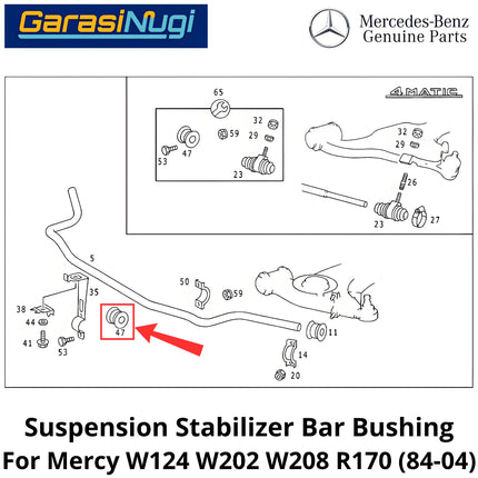 Front Anti-Roll Mercy W124 W202 W208 R170 Bar Bushing Bantalan Suspensi Depan C200 SLK