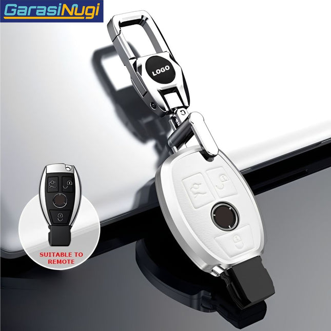 Key Case For Mercedes W212 Sarung Kunci Kulit Aluminium Leather Short Keychain