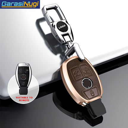 Key Case For Mercedes W212 Sarung Kunci Kulit Aluminium Leather Short Keychain