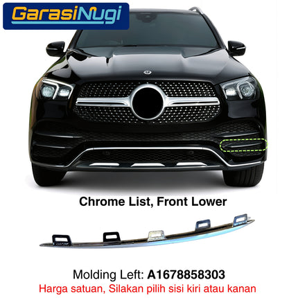 Front Lower Bumper Mercy W167 List Chrome Penutup Molding Bemper Depan Trim GLE