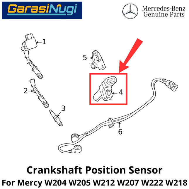 Crankshaft Position Mercy W204 W205 W212 W222 Sensor Detektor Posisi Poros Engkol Engine M276