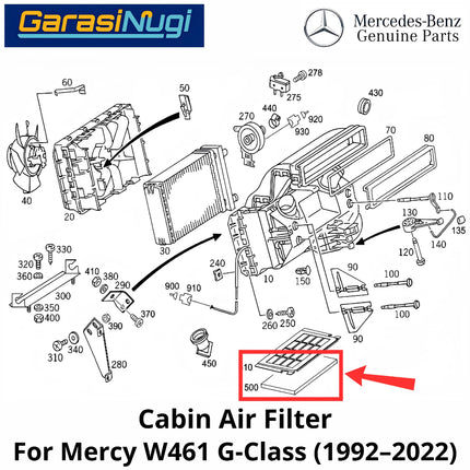 Cabin Air Mercy W461 Filter Saringan Udara Kabin 4618350200 Mercedes G500 1992-2022