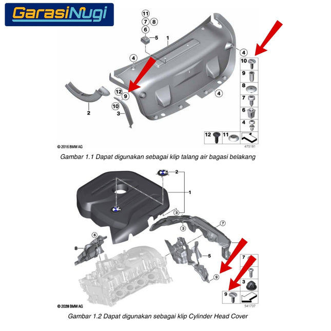 Plug In Retainer Clip Universal BMW 07147310674 Klip Pengunci Bodi Dan Trim Original