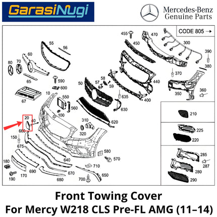 Towing Cover For Mercy W218 Pre-FL AMG Penutup Lubang Bumper Tow Derek Cover Mercedes CLS