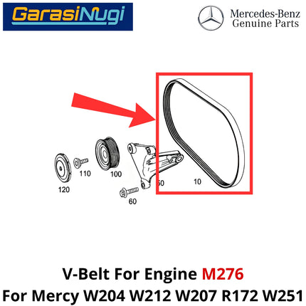 Fan Belt Mercy W204 W212 W207 R172 W251 V-Belt Tali Kipas 0029935496 M276 Mercedes C200 E200 SLK