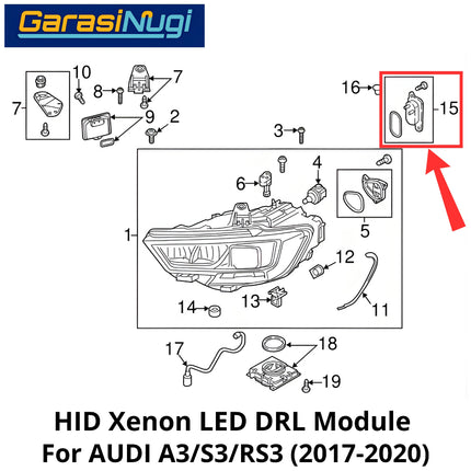DRL LED Audi A3 S3 RS3 Xenon HID Control Module Modul Lampu Depan 2017-2020
