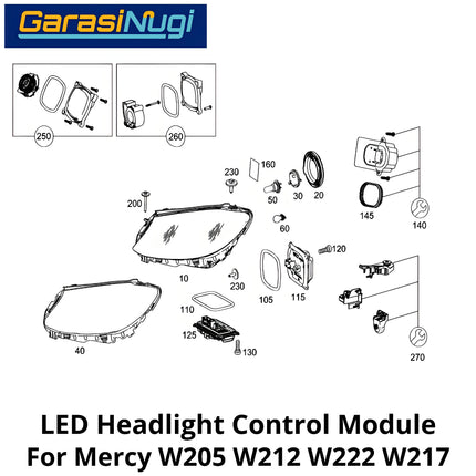 DRL LED Driver Mercy W205 W212 W222 W217 Headlight Control Module Ballast Lampu Mercedes C200 E200 S450