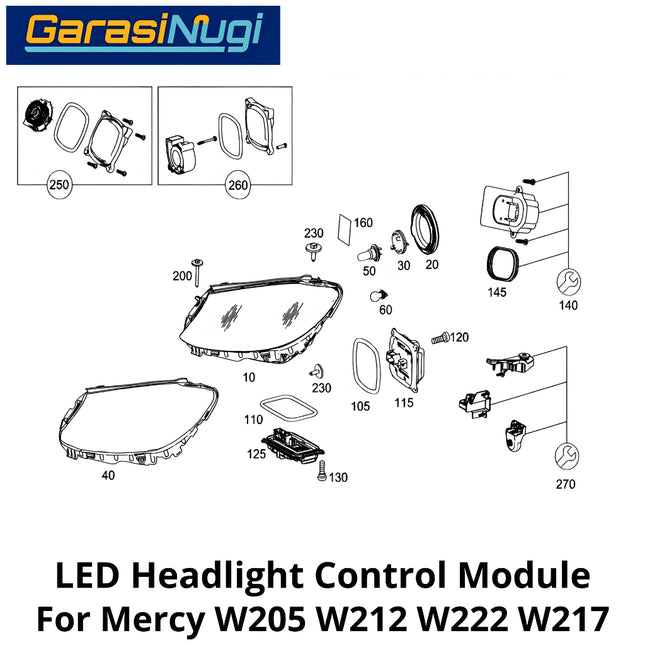 DRL LED Driver Mercy W205 W212 W222 W217 Headlight Control Module Ballast Lampu Mercedes C200 E200 S450